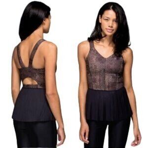 Lululemon Golden Goddess City Pleated Peplum Racerback Tank Top